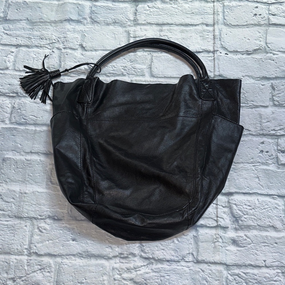 Elegant Black Leather Tote Bag